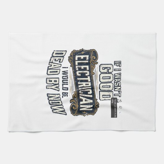 Lustiger Elektriker Vintage-Engraving-Zitat-Design Geschirrtuch (Horizontal)