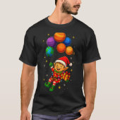 Lustiger Elf-Astronaut Mit Planeten Weihnachts-Pyj T-Shirt (Vorderseite)