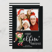 Lustiger Elf-Elfenweihnachtsfamilien-Foto-Karte Feiertagskarte (Vorne/Hinten)