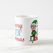 Lustiger Elf-fröhliches Elfenweihnachtswortspiel Kaffeetasse (Mittel)