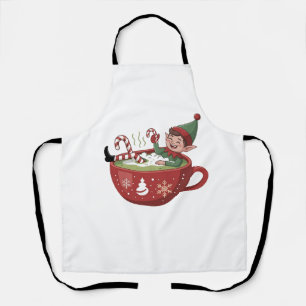 Lustiger Elf nimmt Matcha-Bad Wannen Weihnachten Schürze