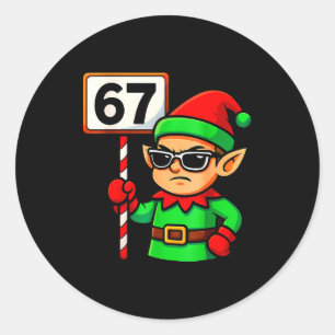 Lustiger Elf Six Seven 6 7 Meme Weihnachtskostüm 6 Runder Aufkleber