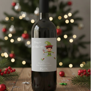 Lustiger Elf Weihnachten Elft Wein Weinetikett
