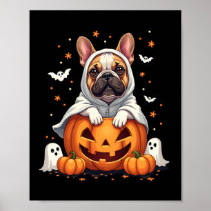 Lustiger englischer Bulldogge Geist Boo Halloween Poster