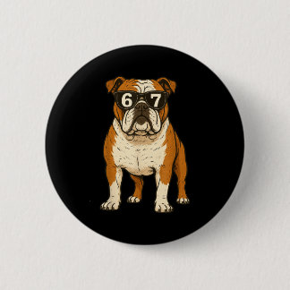 Lustiger englischer Bulldogge Hund Sungles 67 Sech Button
