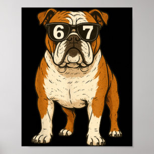Lustiger englischer Bulldogge Hund Sungles 67 Sech Poster