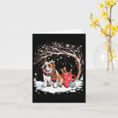 Lustiger Englischer Bulldogge Im Schnee Baum Weihn Karte (Gelbe Blume)