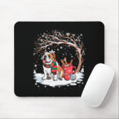 Lustiger englischer Bulldogge im Schnee Baum Weihn Mousepad (Mit Mouse)
