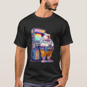 Lustiger englischer Bulldoggen-Gamer-Hund 80er Ret T-Shirt