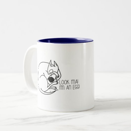 Lustiger englischer Bullterrier-Becher-Ei-Kopf Zweifarbige Tasse (Vorderseite Links)