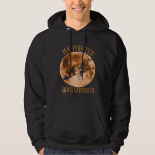 Lustiger englischer Zeigerhund fährt Schrotflinte  Hoodie