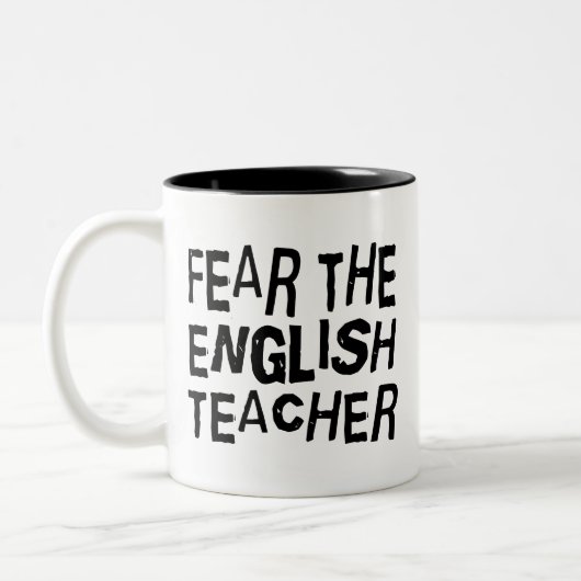 Lustiger Englischlehrer Zweifarbige Tasse (Links)