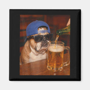 Lustiger English Bulldog Meme trinkt Bier Dog Dad Magnet