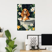 Lustiger English Cocker Spaniel im Badewanne-Poste Poster (Heimbüro)