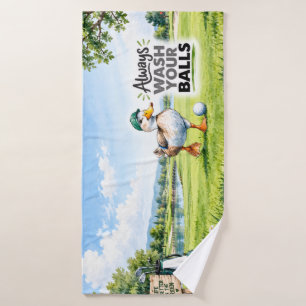 Lustiger Enten-Golfer Wasche Immer Deine Bälle Badehandtuch