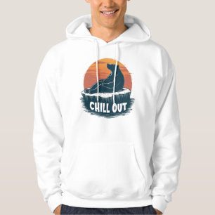Lustiger entspannter Bär auf Baumstumpf Camping So Hoodie