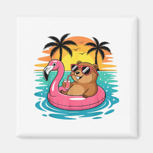 Lustiger Erdhörnchen Hawaiianischer Flamingo Schwi Magnet