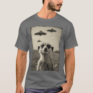 Lustiger Erdmännchen Sie mit UFOs Weird Alien retr T-Shirt