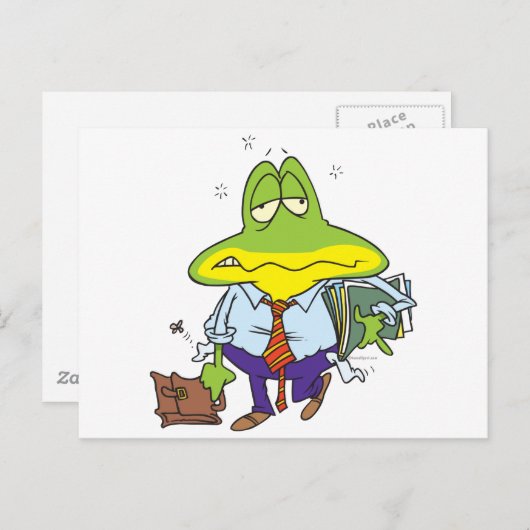 lustiger, ermüdeter Arbeiter-Frosch Postkarte (Vorne/Hinten)