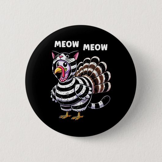 Lustiger Erntedank-Katze Truthahn Katze Männer Fra Button (Vorderseite)