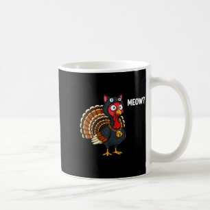 Lustiger Erntedank-Truthahn Meow-Katze Verkleidung Kaffeetasse