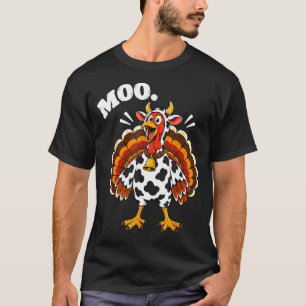 Lustiger Erntedank Truthahn muht eine Kuh Männer F T-Shirt