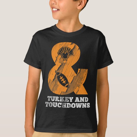 Lustiger Erntedankfest Truthahn und Touchdowns Foo T-Shirt (Vorderseite)