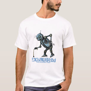 Lustiger erschöpfter alter Roboter-T - T-Shirt