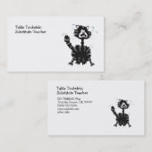 Lustiger erschrockener schwarze Katzen-Cartoon Visitenkarte (Vorne/Hinten)