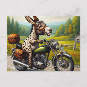 Lustiger Esel auf einem Motorrad Postkarte