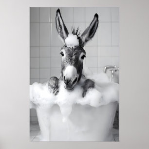 Lustiger Esel im Badewanne-Druck, Skurriler Badezi Poster