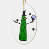 Lustiger Essiggurken-Schneemann, der Pickleball Keramik Ornament (Links)