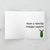 Lustiger Essiggurken-Weihnachtsren-Cartoon Feiertagskarte (Innenseite)