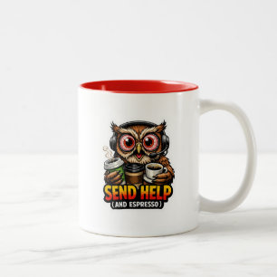 Lustiger Eulen-Kaffee-Espresso-Bürotasse Zweifarbige Tasse