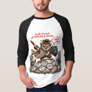 Lustiger Eulen-Lehrer-Maskottchen - Grammatik- und T-Shirt
