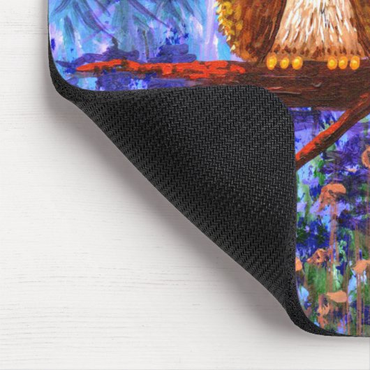 Lustiger Eulen-Waldmond wunderliches Creationarts Mousepad (Ecke)