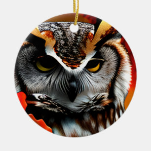 Lustiger Eulen-Weihnachtswitz  Keramik Ornament