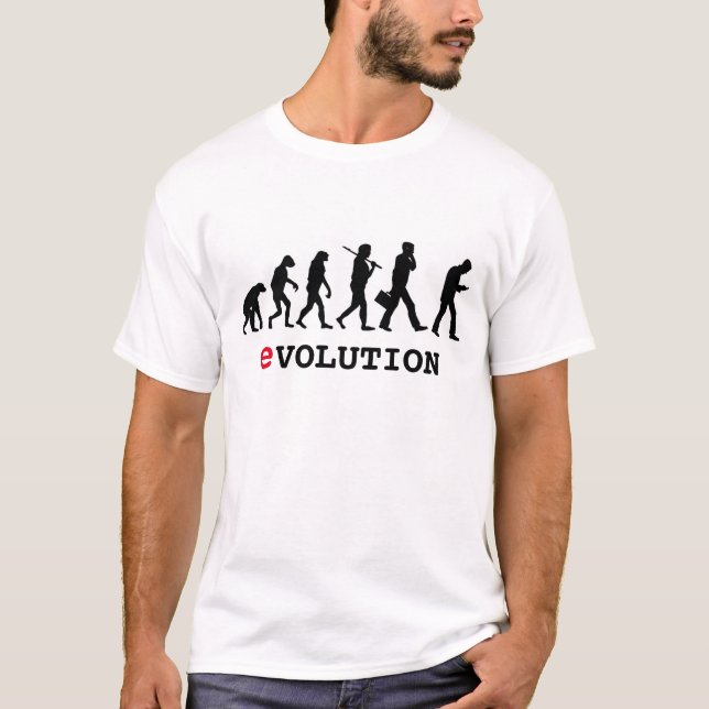 Lustiger Evolution Smartphone Süchtiger T-Shirt (Vorderseite)