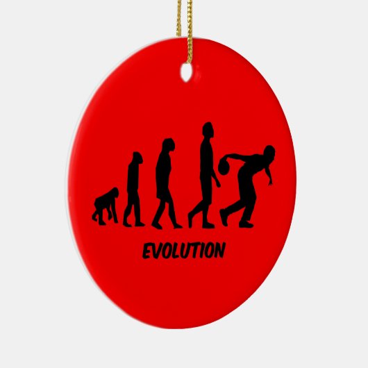 lustiger Evolutions-Bowling Keramik Ornament (Rechts)