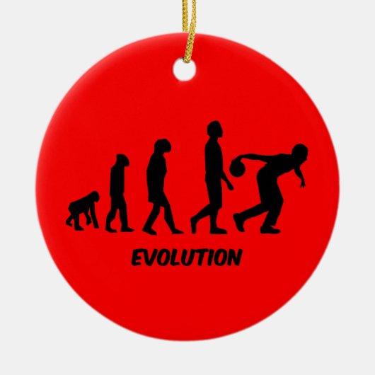 lustiger Evolutions-Bowling Keramik Ornament (Vorne)