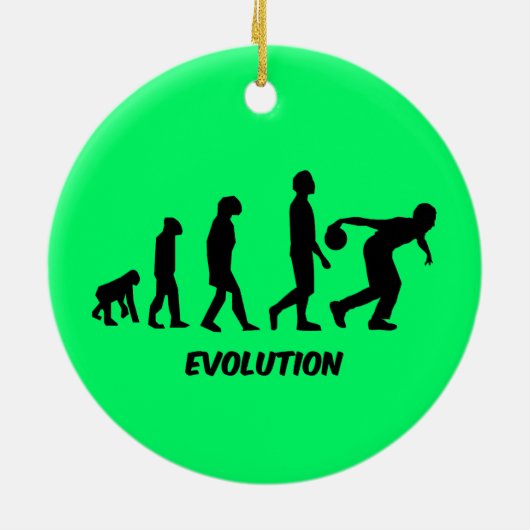 lustiger Evolutions-Bowling Keramik Ornament (Hinten)