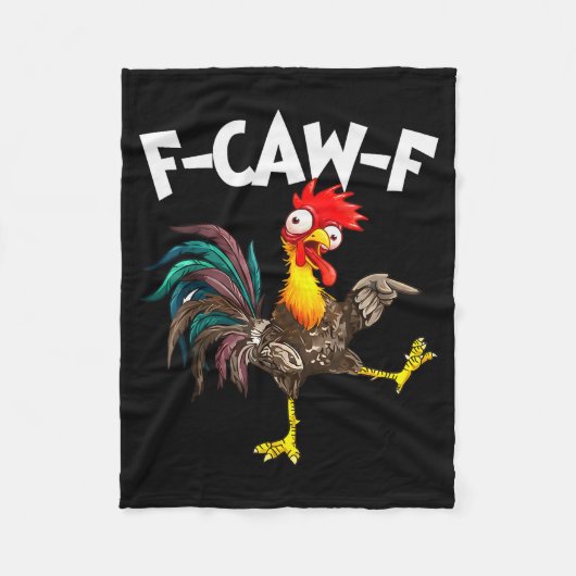 Lustiger F-awk-f Huhn F-caw-f Hahn Pun Retro Fleecedecke (Vorderseite)