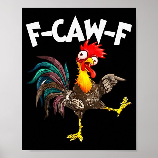 Lustiger F-awk-f Huhn F-caw-f Hahn Pun Retro  Poster (Vorne)