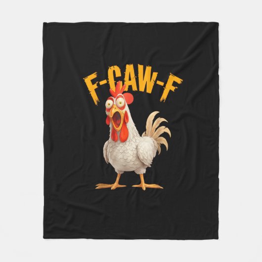 Lustiger F-Awk-F Hühner F-Caw-F Hahn Wortspiel Ret Fleecedecke (Vorderseite)
