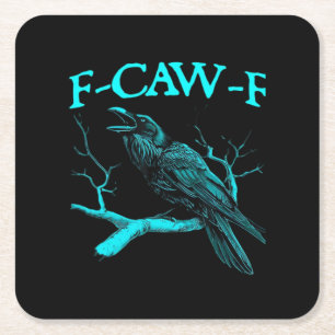 Lustiger F-Caw-F Humor Krähe Gothic Rechteckiger Pappuntersetzer