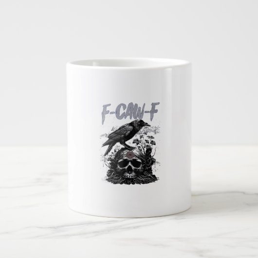 Lustiger F-Caw-F-Krähe Lustiges Halloween Retro Kl Jumbo-Tasse (Vorderseite)