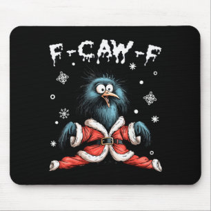 Lustiger F-caw-f Weihnachtsrabe Santa Xmas Licht B Mousepad