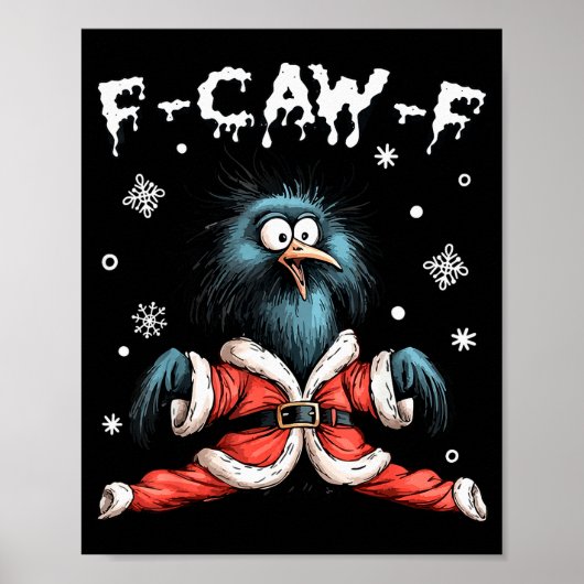 Lustiger F-caw-f Weihnachtsrabe Santa Xmas Licht s Poster (Vorne)