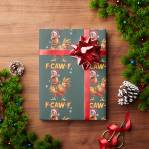 Lustiger F-Krähen-F-Huhn-Weihnachten-Schreiender H Geschenkpapier