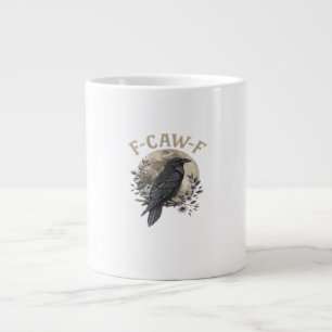 Lustiger F-Krähen-F-Rabe-Vogel-Spruch-Grafikstil Jumbo-Tasse